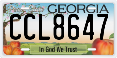 GA license plate CCL8647