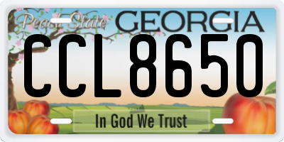 GA license plate CCL8650