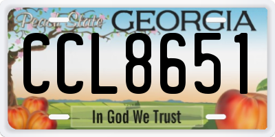 GA license plate CCL8651