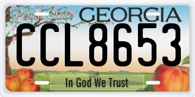 GA license plate CCL8653