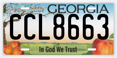 GA license plate CCL8663