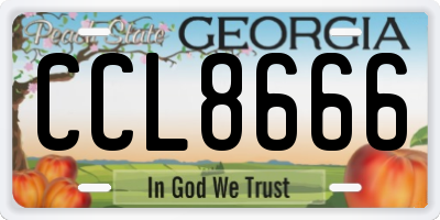 GA license plate CCL8666