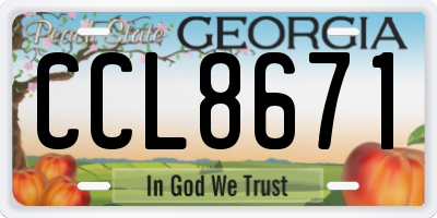 GA license plate CCL8671