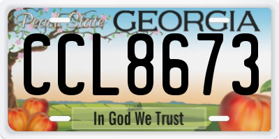 GA license plate CCL8673