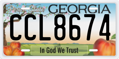 GA license plate CCL8674
