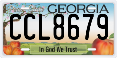 GA license plate CCL8679