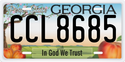 GA license plate CCL8685