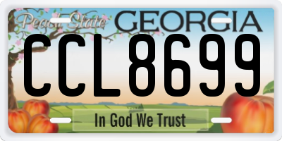 GA license plate CCL8699