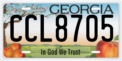 GA license plate CCL8705