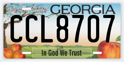 GA license plate CCL8707