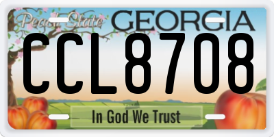 GA license plate CCL8708