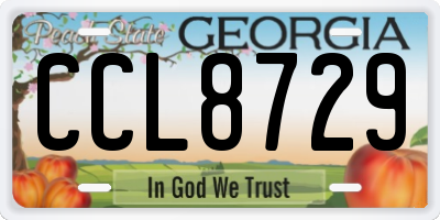 GA license plate CCL8729
