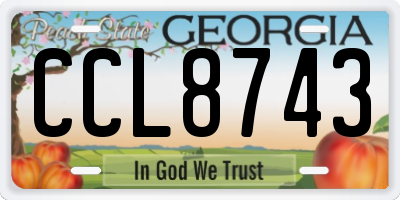 GA license plate CCL8743