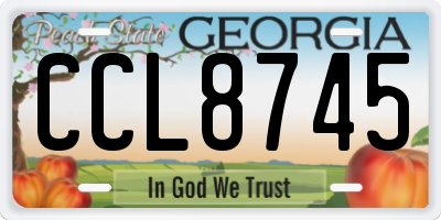 GA license plate CCL8745