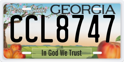 GA license plate CCL8747