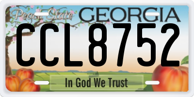 GA license plate CCL8752