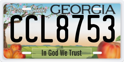 GA license plate CCL8753