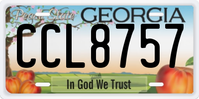GA license plate CCL8757