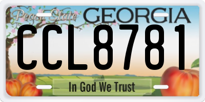 GA license plate CCL8781
