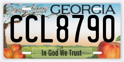 GA license plate CCL8790