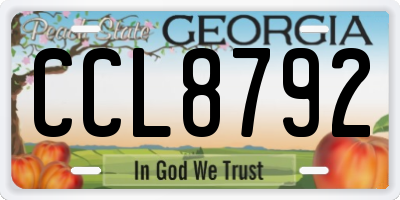 GA license plate CCL8792