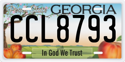GA license plate CCL8793