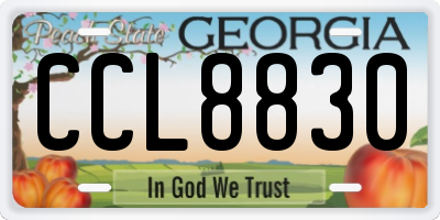GA license plate CCL8830