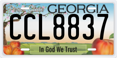 GA license plate CCL8837