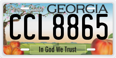 GA license plate CCL8865