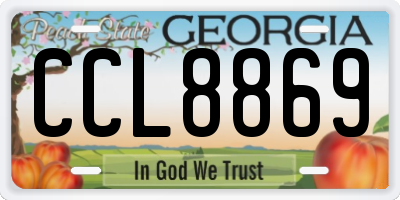 GA license plate CCL8869