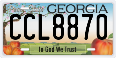 GA license plate CCL8870
