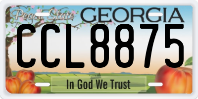 GA license plate CCL8875