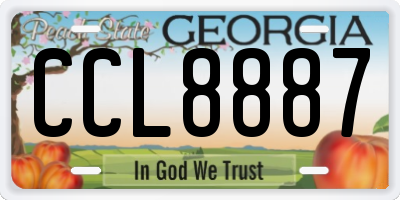 GA license plate CCL8887