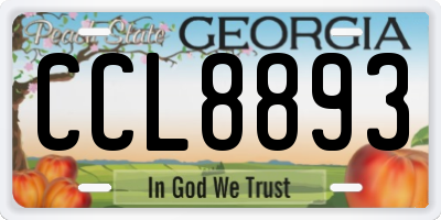 GA license plate CCL8893