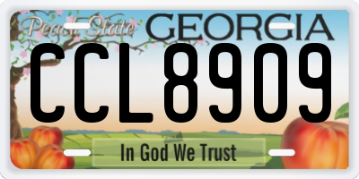 GA license plate CCL8909