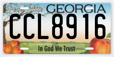 GA license plate CCL8916