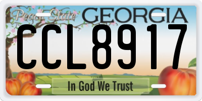 GA license plate CCL8917
