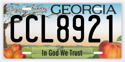 GA license plate CCL8921
