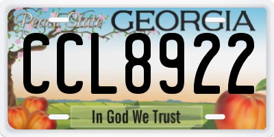 GA license plate CCL8922