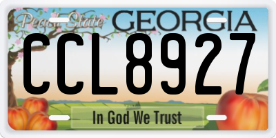 GA license plate CCL8927