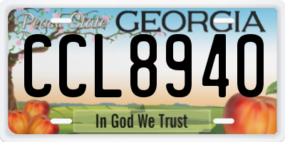 GA license plate CCL8940