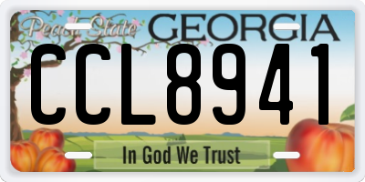GA license plate CCL8941