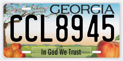 GA license plate CCL8945