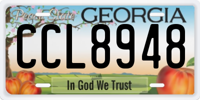 GA license plate CCL8948