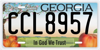 GA license plate CCL8957