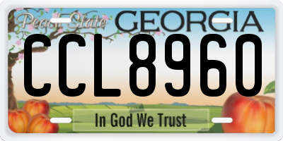 GA license plate CCL8960