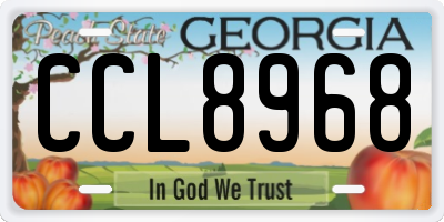 GA license plate CCL8968