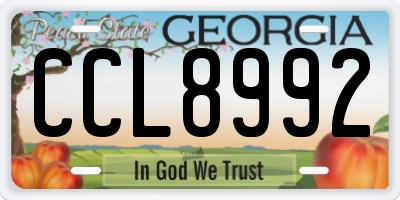 GA license plate CCL8992