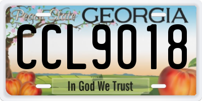 GA license plate CCL9018