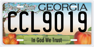 GA license plate CCL9019